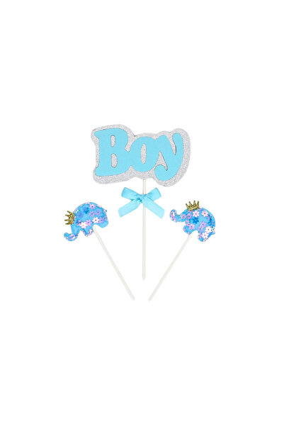 Gift Design Topper pentru tort: Elefant albastru băiețel