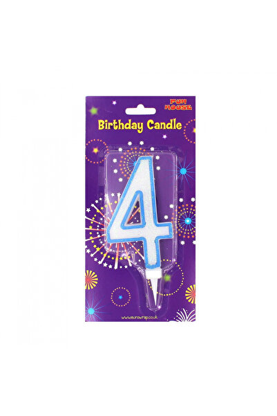 Eurowrap Κερί επετείου, γιγάντιο, αριθμός 4, αστραφτερό μπλε, 12x8 εκ.