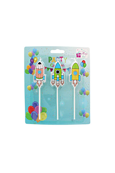 Magic Days Σετ 3 κεριών πάρτι, διαστημικό πύραυλος