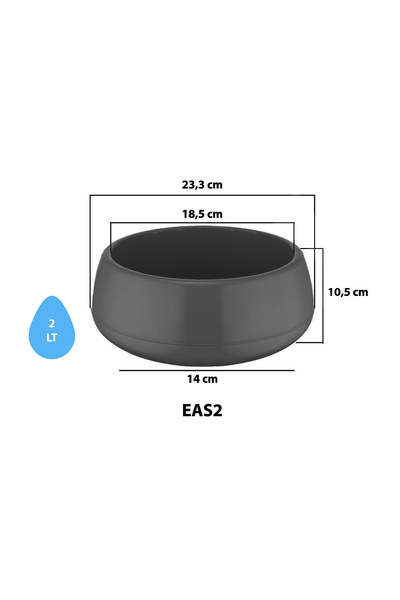 Alezy EAS2 Elvan Aranjman Saksı No:2 2 lt 23,3cm Antrasit