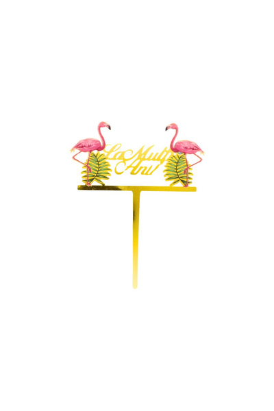 Gift Design Διακοσμητικό τούρτας γενεθλίων 2 Φλαμίνγκο