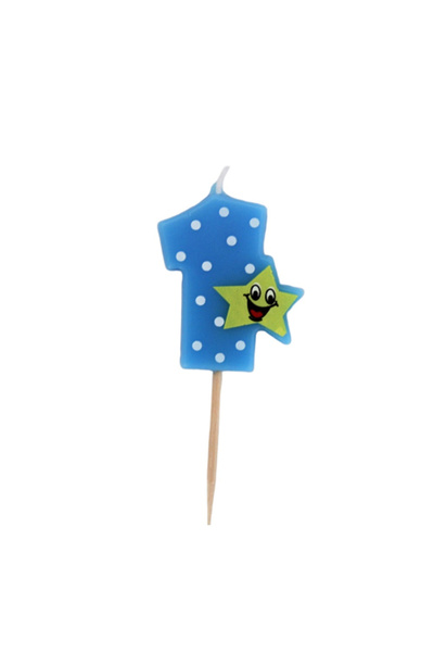 Gift Design Μπλε κερί επετείου με τον αριθμό 1