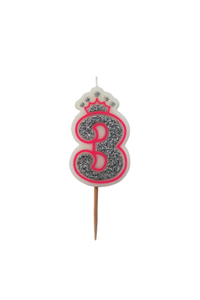 Gift Design Lumânare aniversară roz cu sclipici, numărul 3