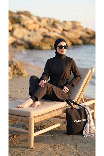 Plistre Γυναικείο Μαύρο Υδατοαπωθητικό Υφασμάτινο Αλεξίπτωτο Σετ Μαγιό 4 τεμα...