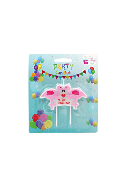 Magic Days Lumânare de petrecere cu flamingo roz și tematică de dragoste