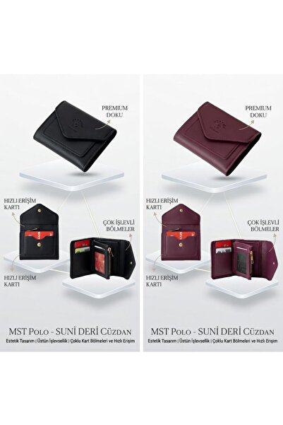 macsoo Σετ πορτοφολιών MST Polo 2 τεμαχίων - Μαύρο & Μωβ από συνθετικό δέρμα,...