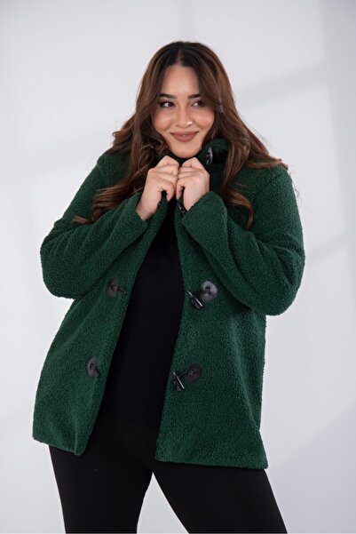 Roxxlen Μεγάλο μέγεθος Welsoft Κοντό παλτό με κουκούλα