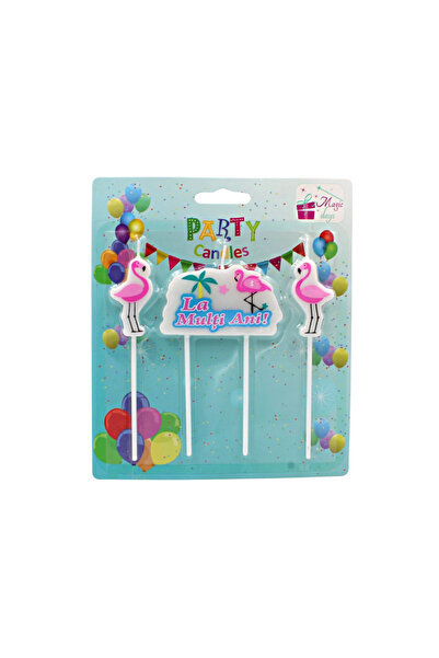 Magic Days Σετ 3 κεριών πάρτι σε σχήμα φλαμίνγκο