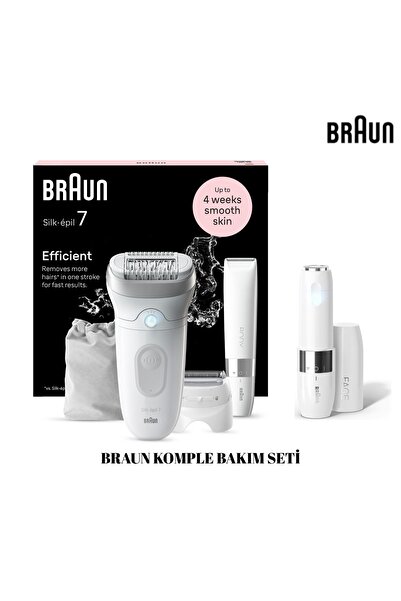 Braun Komple Bakım Seti: Silk-épil 7-441 Islak & Kuru SensoSmart Epilatör + F...