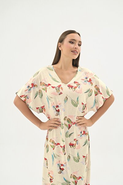 Sevim 17573 ЖІНОЧА ДОВГА СУКНЯ З V-ОБРАЗНИМ ВИЙГРАШЕМ