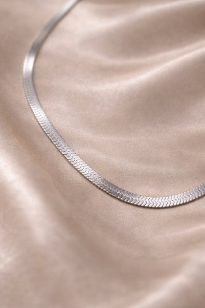 serelya Steel Silver Color 45 cm Italian Chain Model Women's Necklace