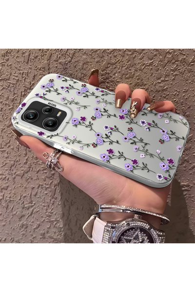 ARTISHELL Redmi Note 12 Pro 5G Uyumlu Tam ekran mor çiçekli darbeye dayanıklı...