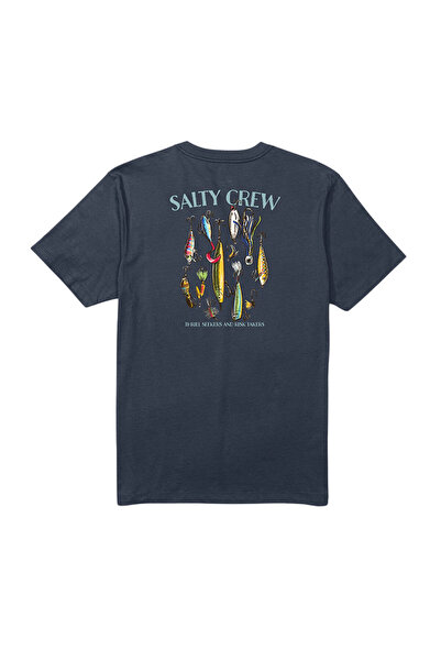 Salty Crew LURE GEAR ΚΛΑΣΙΚΟ ΜΠΛΟΥΖΑΚΙ ΣΤΡΑΓΓΥΛΕΣ ΡΑΜΜΕΣ ΝΑΥΤΙΚΟ ΜΠΛΕ L
