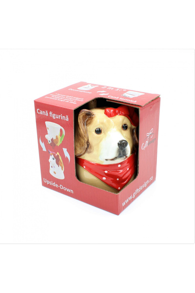 Gift Design Ανάποδη κούπα-φιγούρα  "Κουτάβι με κόκκινο κασκόλ "