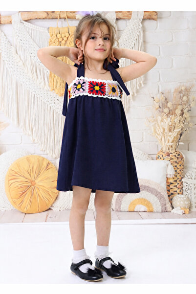 İncilay Kids İncilay 192-04-25 Κορίτσια Ayrobin υφασμάτινο αμάνικο φόρεμα με ...