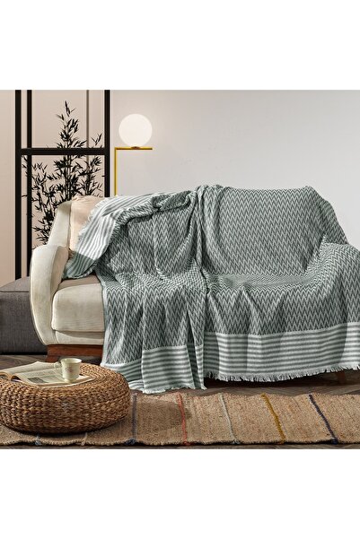 sevinchome Zigzag Natural Keten Koltuk Örtüsü | Koltuk Şalı Çekyat Örtüsü 170...