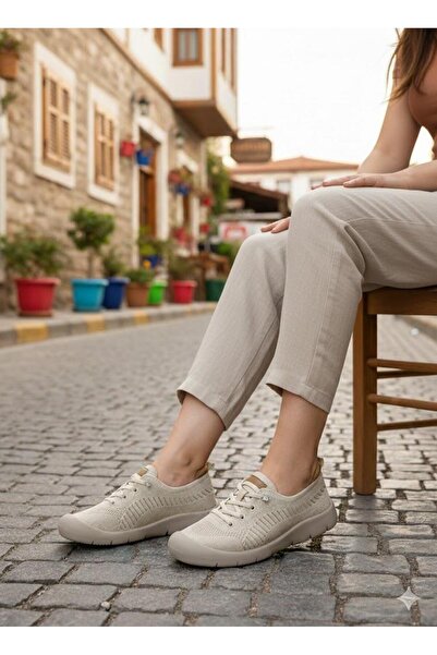 Pepita B667 Linen Elastic Laced Flexible Memory Foam Sole Women's Shoes