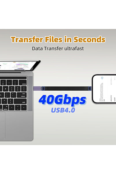 LivX USB4 Type-C Uzatma Kablosu 40Gbps 240W 8K@60Hz 15cm – PD Hızlı Şarj TCU