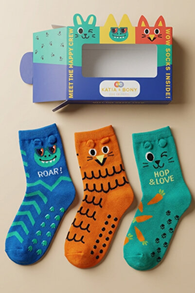 Katia&Bony Συσκευασία 3 τεμαχίων παιδικών κάλτσες με σχέδια σε κουτί