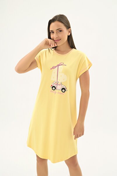 Sevim 17564 قميص نوم قصير مطبوع للنساء