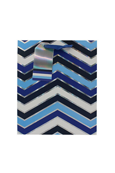 Eurowrap Χάρτινη τσάντα δώρου ναυτικού τύπου με σχέδιο σεβρόν, Μ