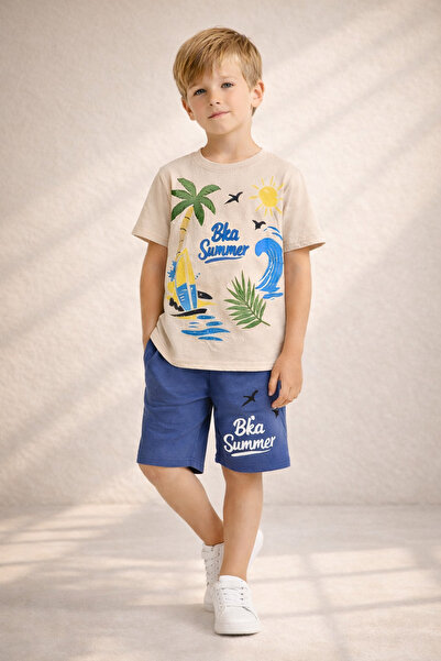 Beka Kids Αγορίστικο κοντομάνικο καλοκαιρινό σετ με στάμπα, σορτς και μπλουζάκι