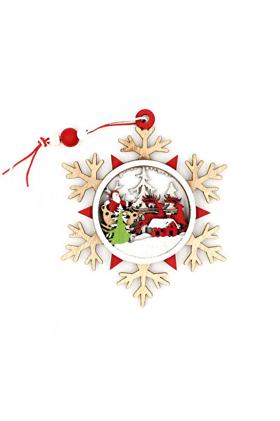 Gift Design Decorațiune din lemn multicoloră - Fulg de nea - Stea - Ajunul Cr...