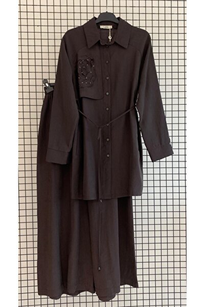 Armine Σετ δύο τεμαχίων από ύφασμα Tencel με λεπτομέρεια στο στήθος, κλείσιμο...