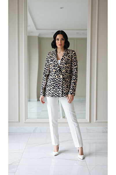 AR ArrTizz KADIN LEOPAR DESEN CEKET RAHAT KESİM