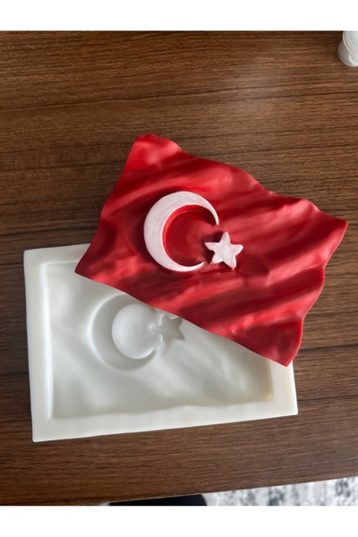 HobiCraft Market Dalgalı Ay Yıldız Bayrağı Silikon Kalıbı-Net görünen Ay ve Y...