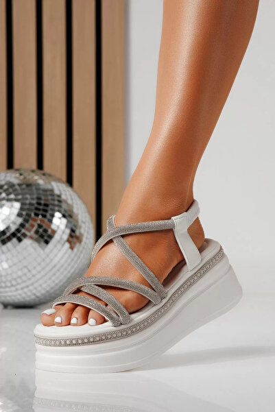 Zaira Καελίρα γυναικεία λευκά σανδάλια πλατφόρμας από οικολογικό δέρμα # 2472...