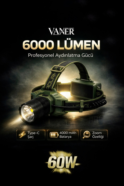 6000 Lumen 60W TG led Rechargeable Head Lamp Powerbank Type-C Camping Lantern with Zoom