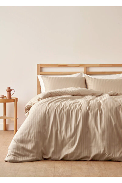 Bella Maison %100 Pamuk Saten Matsu Çift Kişilik Nevresim Takımı Bej (200x220...