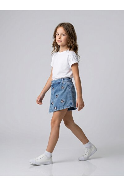 Sercino Fustă scurtă din denim brodată Kuromi pentru fete