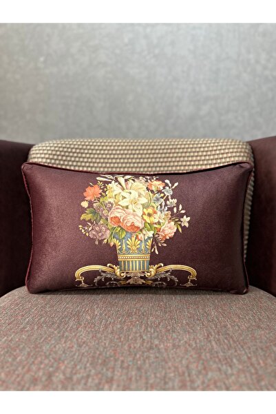 Fabricland Βελούδινο Βουργουνδί Ορθογώνιο Κλασικό Φλοράλ Κορδόνι 30Χ50