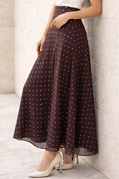 benguen Πουά Σιφόν Φούστα Τεσεττούρ O221 Καφέ