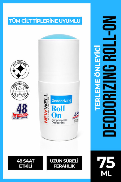 New Well Deodorizing Roll On Terleme Önleyici Koltuk Altı Roll On (Mavi) 75 ML
