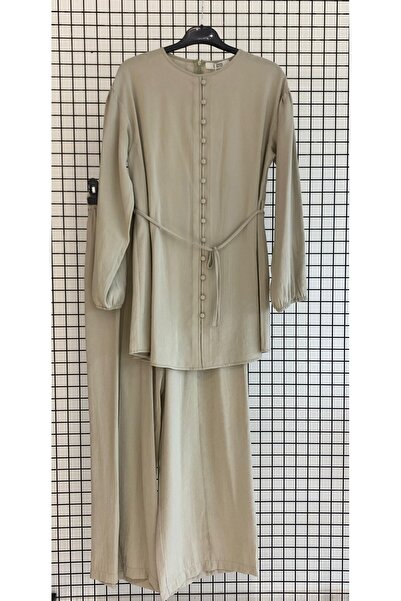 Armine Σετ δύο τεμαχίων από ύφασμα βισκόζης με λεπτομέρεια κουμπιών, δέσιμο σ...