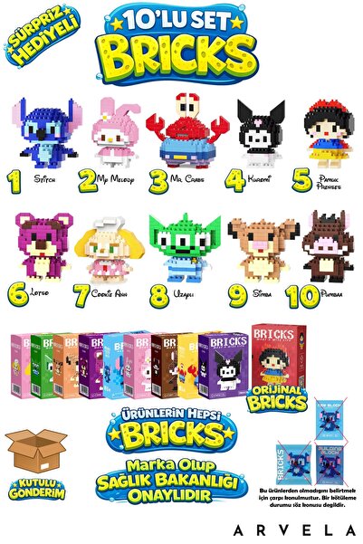 Arvela 10’lu Bricks Figür Seti – Mini Blok Karakter Oyuncak Koleksiyon