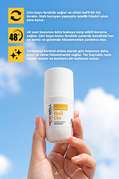 New Well Deodorizing Roll On Terleme Önleyici Koltuk Altı Roll On (Sarı) 75 ML
