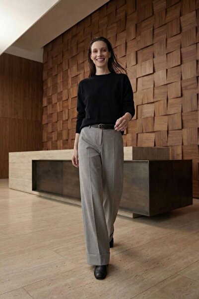 Hiccup My Fashion Belted Pleated Trousers with Curled Legs