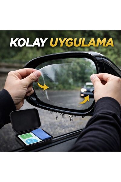 babikamium Araç Yan Ayna Yağmur Kaydırıcı Film (2 Adet) Anti Fog & Su İtici Dikiz Aynası Koruyucu