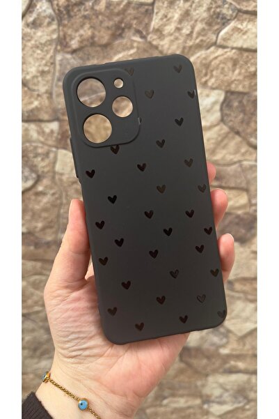 Vip Case POCO X5 PRO Uyumlu Mini Siyah Kalp Desenli Silikon Darbe Emici Klasi...