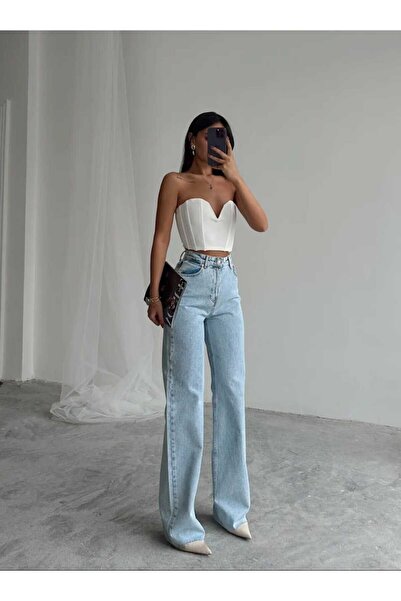 DRC trend Γυναικείο παντελόνι Ice Snow Wash Blue Lycra Super High Waist Loose...