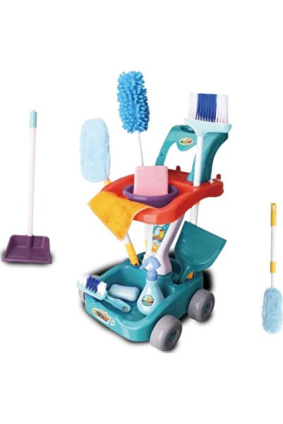 MalPlay Set de curatenie pentru copii Malplay, Carucior mobil pe roti, echipa...