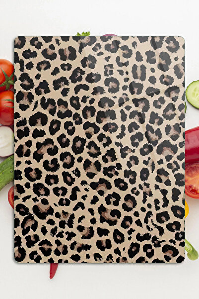 Decovetro Cam Kesme Tahtası ve Sunumluk Leopar Desenli 20 x 30 cm