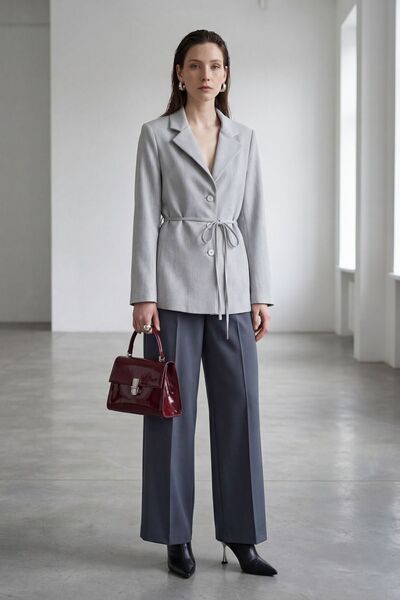 Hiccup My Fashion Crepe Blazer Jacket with Tie Detail