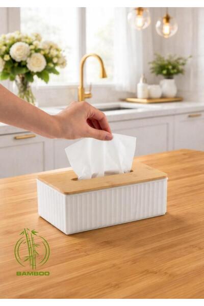 Okyanus Home Bamboo Lid Napkin Holder