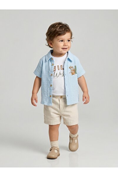 Sani Baby Boy Wild West Printed Shirt and Shorts Set
