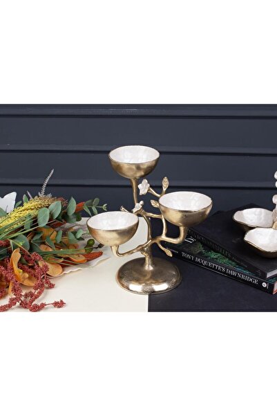 Sembol FLORINDO ALTIN SEDEFLİ AYAKLI ÇEREZLİK/DEKOR 28X29CM